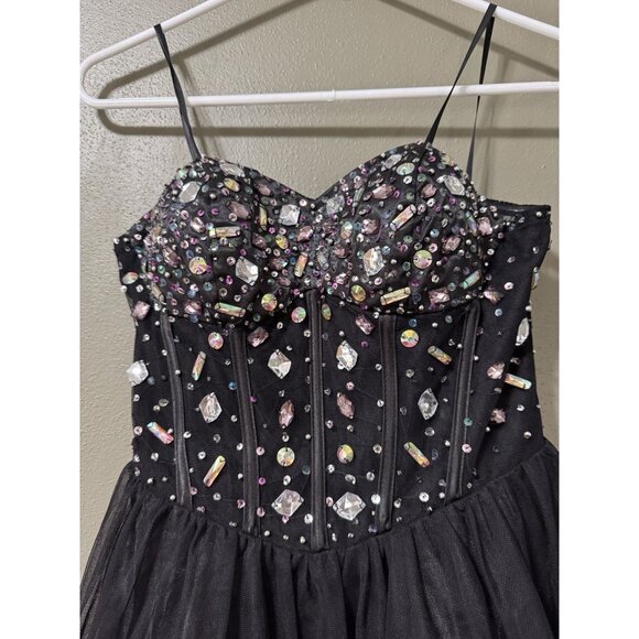 Blondie Nites By Stacy Sklar‎ Mini Dress Formal Gems Prom Homecoming Polyester - Picture 9 of 11